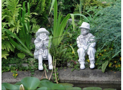 Garçon Assis Figurine Statue Décorative Figures Sculpture Statues Jardin
